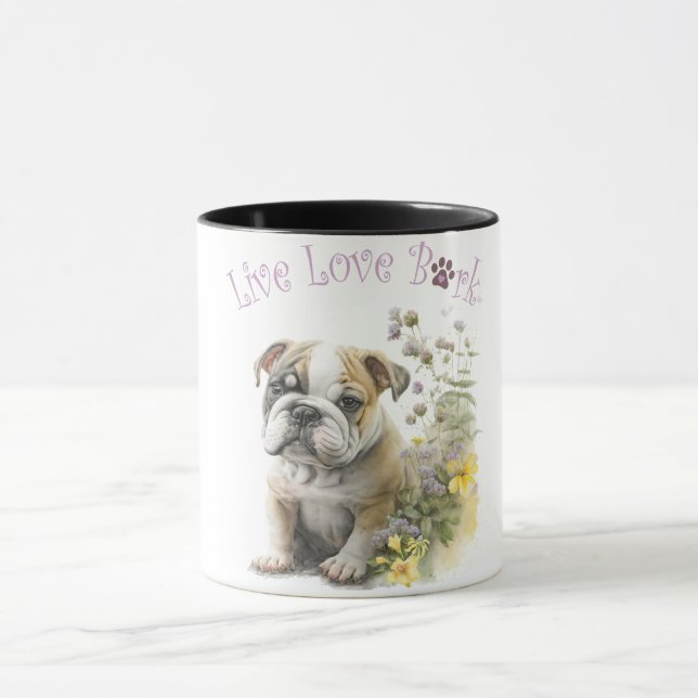 Bulldog Dog Mum Floral Mug (Center)