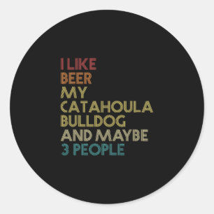 Bulldog Dog Owner Beer Lover Quote Vintage Retro Classic Round Sticker