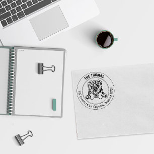 Bulldog Dog Return Address Family Rubber Stamp