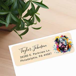 Bulldog Dog Return Address Label