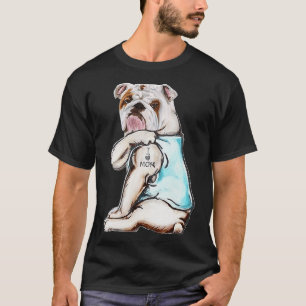 Bulldog Dog Tattoo I Love Mum Mother's Day Lover T-Shirt
