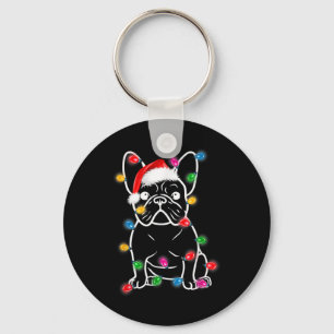 Bulldog Dog Tree Christmas Lights Pajama Boys Girl Key Ring