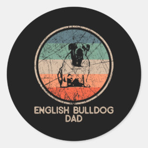 Bulldog Dog - Vintage English Bulldog Dad Classic Round Sticker