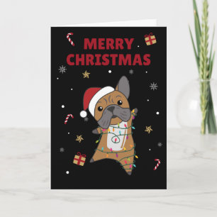 Bulldog Dogs Merry Christmas Winter Animals Card