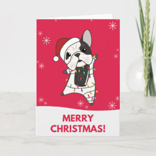 Bulldog Dogs Merry Christmas Winter Animals Card