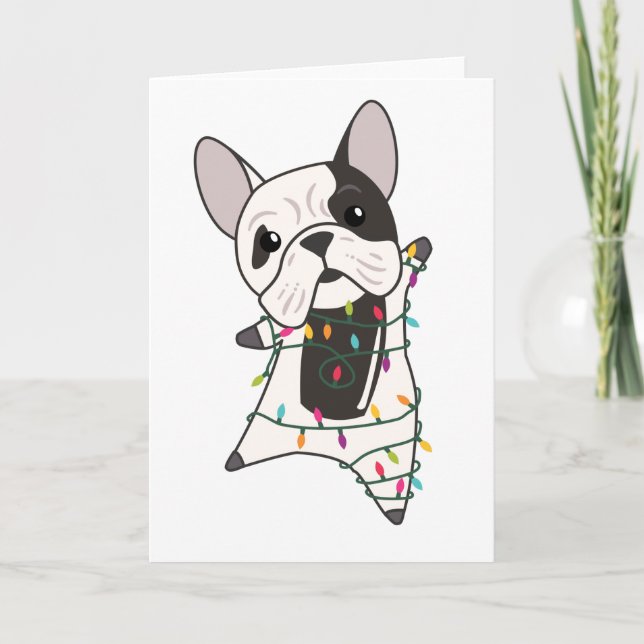Bulldog Dogs Merry Christmas Winter Animals Card (Front)