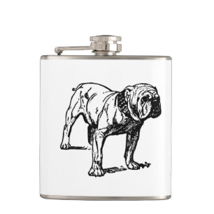 bulldog drawing hip flask