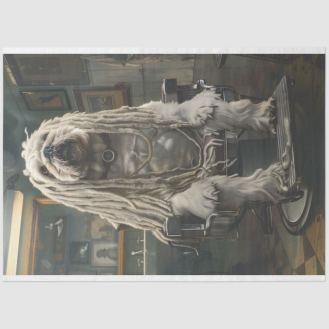 Bulldog Dreadlock Duke Decoupage  Tissue Paper (Front)