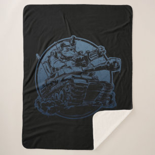 Bulldog Driving A Tank Sherpa Blanket