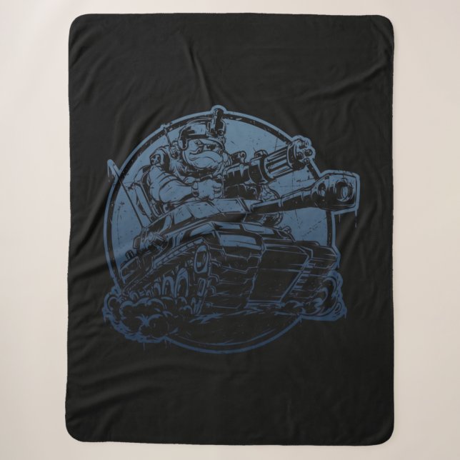 Bulldog Driving A Tank Sherpa Blanket (Front)