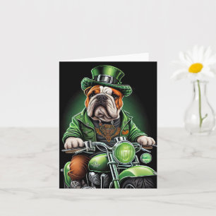 Bulldog Driving Bike St. Patrick's Day Card
