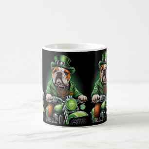 Bulldog Driving Bike St. Patrick's Day Coffee Mug