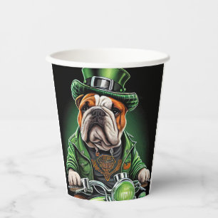 Bulldog Driving Bike St. Patrick's Day Paper Cups