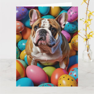 Bulldog Easter Eggs Card
