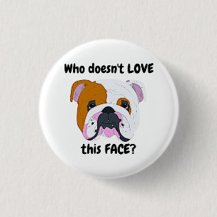 Bulldog Face 3 Cm Round Badge