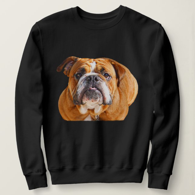 Bulldog Face - English Bulldog, Brown Sweatshirt (Design Front)