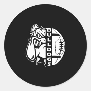 Bulldog Face Half Football Ball Fun Rug Classic Round Sticker
