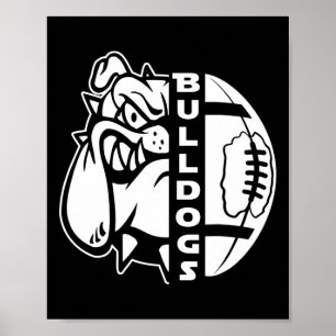 Bulldog Face Half Football Ball Fun Rug Poster
