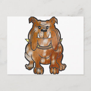bulldog fallow cartoon postcard