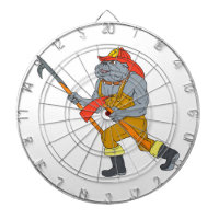 Bulldog Firefighter Pike Pole Fire Axe Drawing