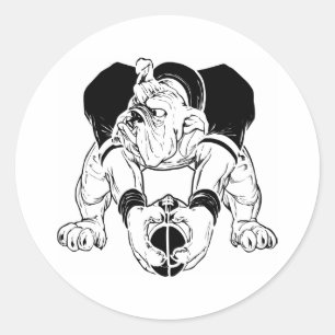 Bulldog Football Classic Round Sticker