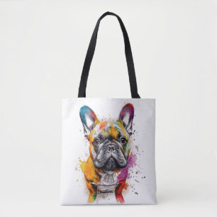 Bulldog francés lleno de estilo tote bag