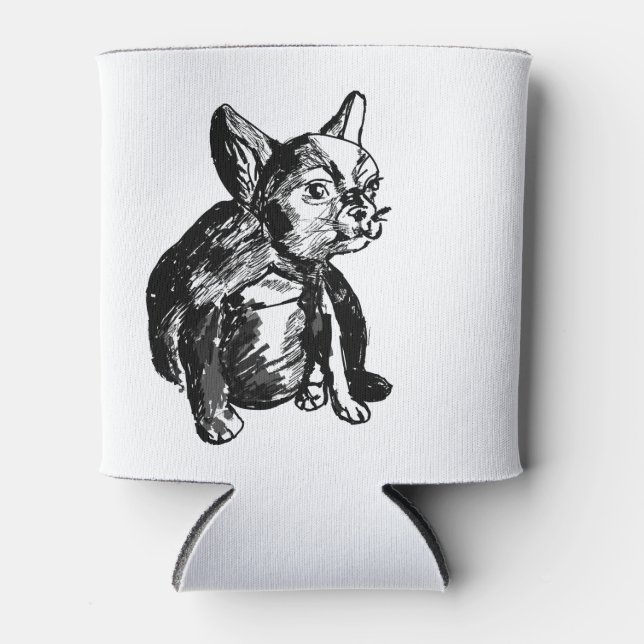 Bulldog French Buldog  Custom Can Cooler (Front)