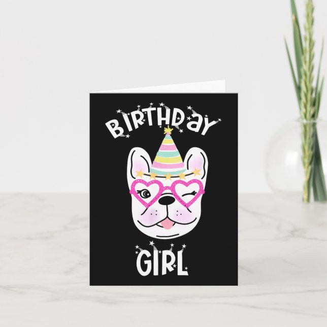 Bulldog Frenchie Celebration Party Theme  Card (Front)