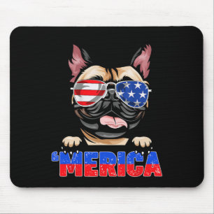 Bulldog Frenchie Merica Wear Sungles 4th Of July  Mouse Pad