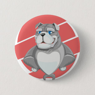 Bulldog Funny Cartoon 6 Cm Round Badge