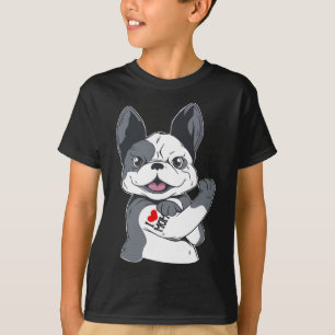 Bulldog Funny I Love Mum Tattoo T-Shirt