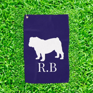 Bulldog Gift Ideas Blue Navy Custom Golf  Golf Towel