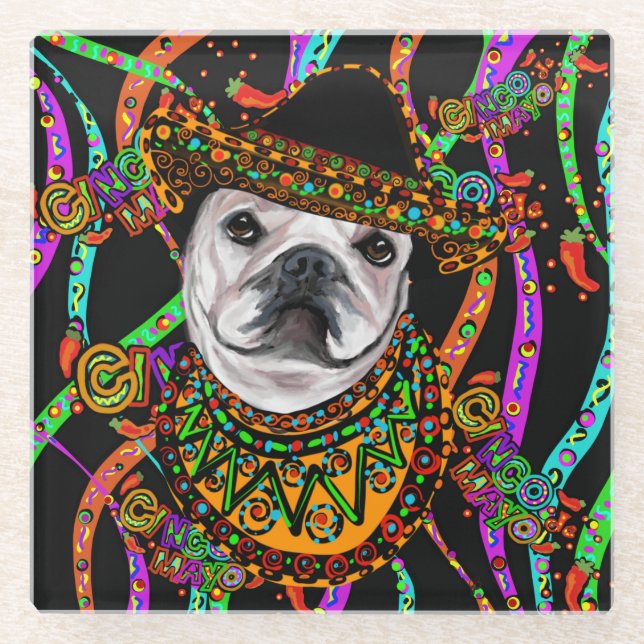 Bulldog  glass coaster (Front)
