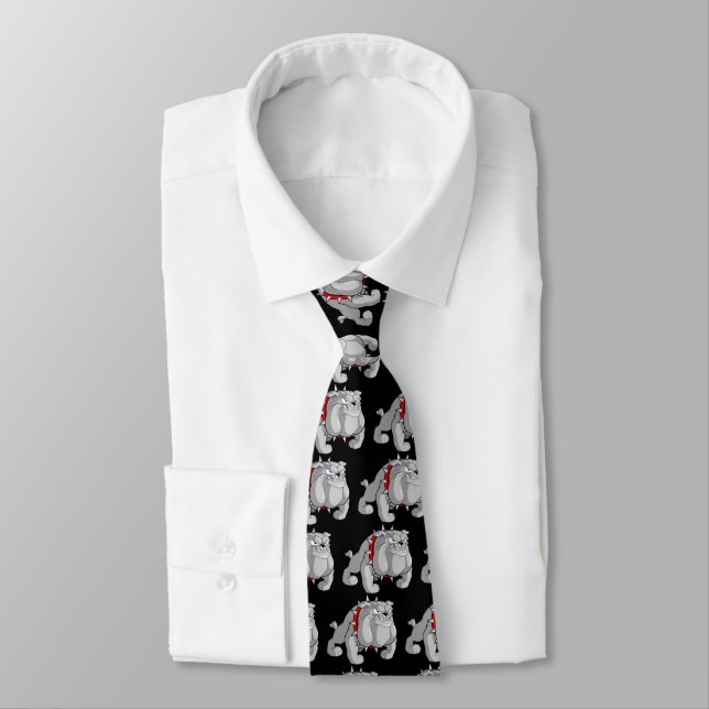BULLDOG GRAY CARTOON TIE (Tied)