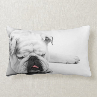Bulldog Grey White Sleeping Decor Throw Pillow