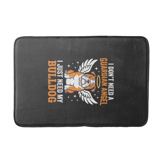 Bulldog Guardian Angel Dog Bath Mat (Front)