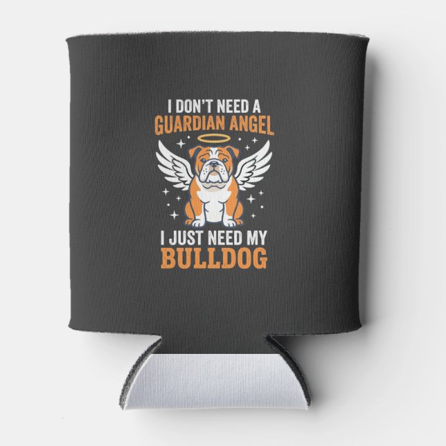 Bulldog Guardian Angel Dog Can Cooler (Front)