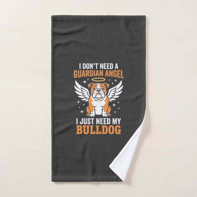 Bulldog Guardian Angel Dog Hand Towel (Hand Towel)