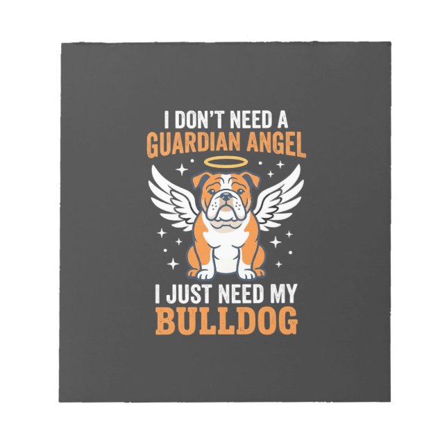 Bulldog Guardian Angel Dog Notepad (Front)