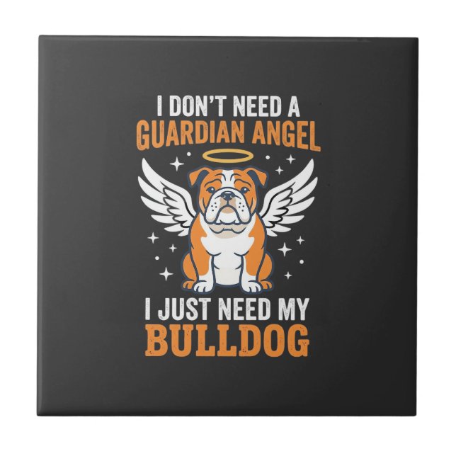 Bulldog Guardian Angel Dog Tile (Front)