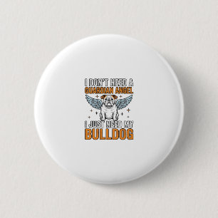Bulldog Guardian Angel Vintage Dog Lover Shirt Des 6 Cm Round Badge