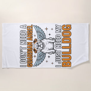 Bulldog Guardian Angel Vintage Dog Lover Shirt Des Beach Towel