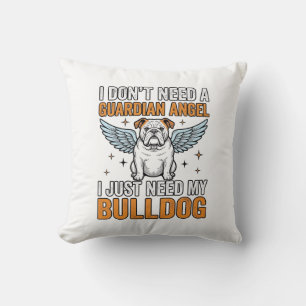 Bulldog Guardian Angel Vintage Dog Lover Shirt Des Cushion