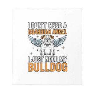 Bulldog Guardian Angel Vintage Dog Lover Shirt Des Notepad