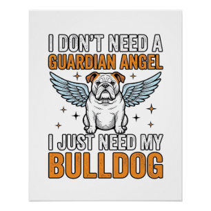 Bulldog Guardian Angel Vintage Dog Lover Shirt Des Poster
