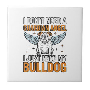 Bulldog Guardian Angel Vintage Dog Lover Shirt Des Tile