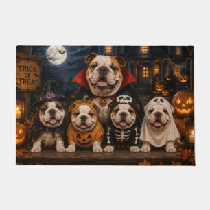 Bulldog Halloween Family – Spooky Puppy Squad Doormat