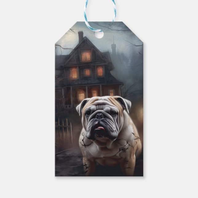 Bulldog Halloween Scary  Gift Tags (Front)