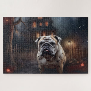 Bulldog Halloween Scary  Jigsaw Puzzle
