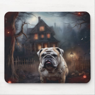 Bulldog Halloween Scary  Mouse Pad